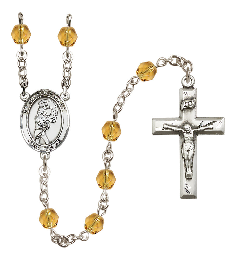 Softball Rosary - 6mm Topaz Fire Polished beads - 8707