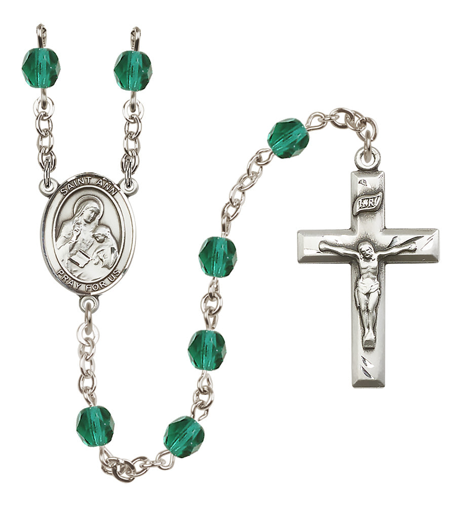 St. Ann Rosary - 6mm Zircon Fire Polished beads - 8002