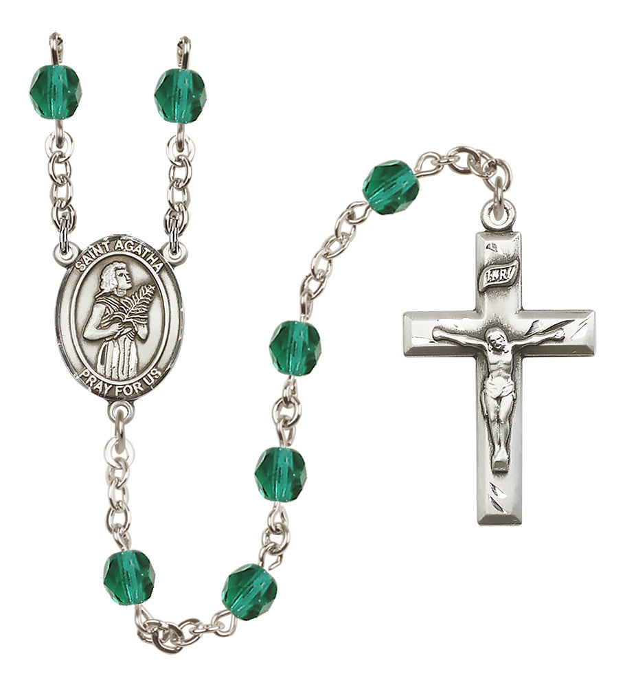 St. Agatha Rosary - 6mm Zircon Fire Polished beads - 8003