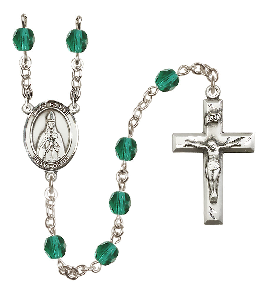 St. Blaise Rosary - 6mm Zircon Fire Polished beads - 8010