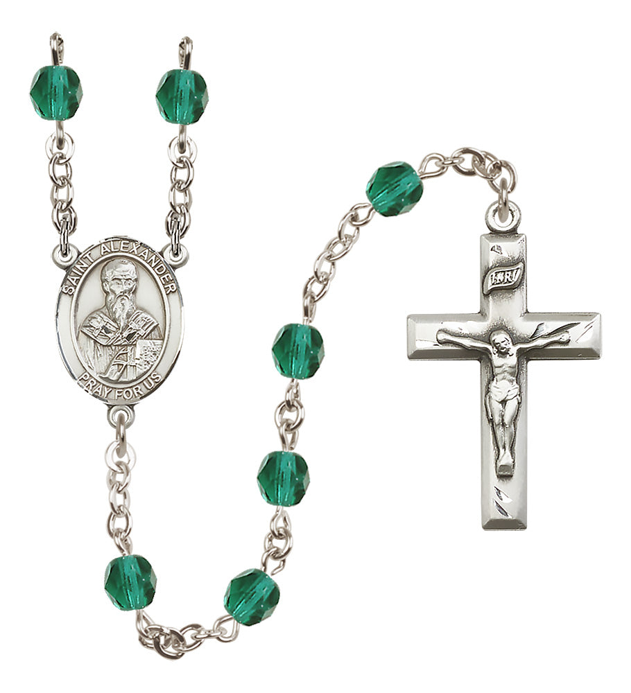 St. Alexander Sauli Rosary - 6mm Zircon Fire Polished beads - 8012