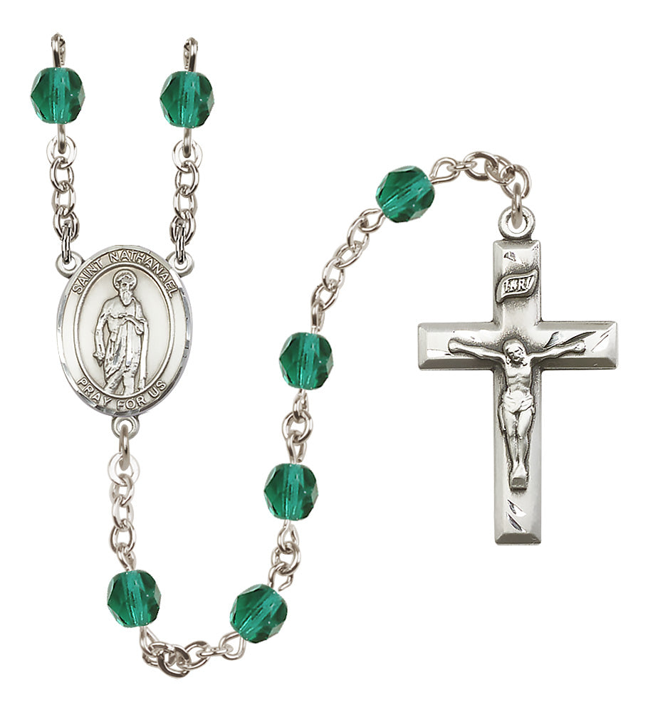 St. Nathanael Rosary - 6mm Zircon Fire Polished beads - 8398