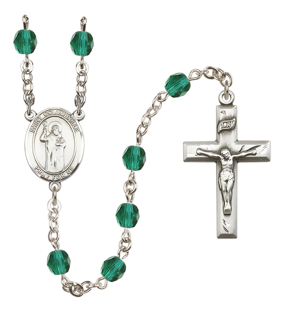 St. Columbkille Rosary - 6mm Zircon Fire Polished beads - 8399
