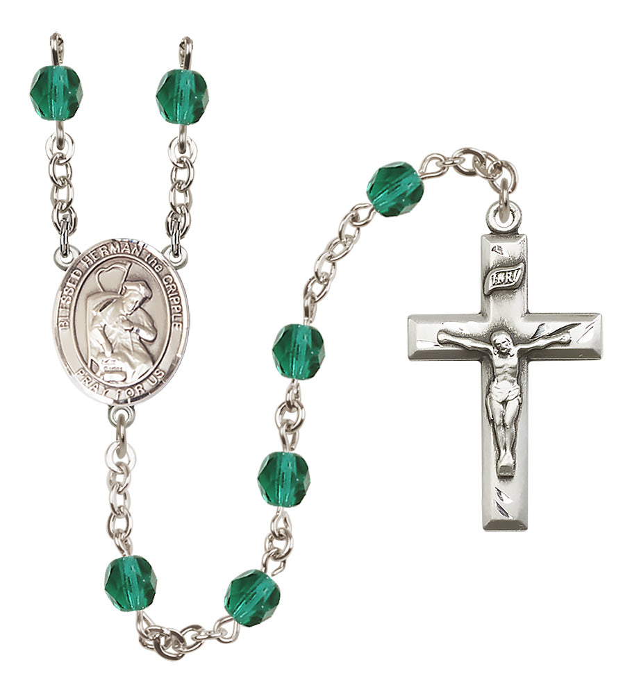 Blessed Herman the Cripple Rosary - 6mm Zircon Fire Polished beads - 8403