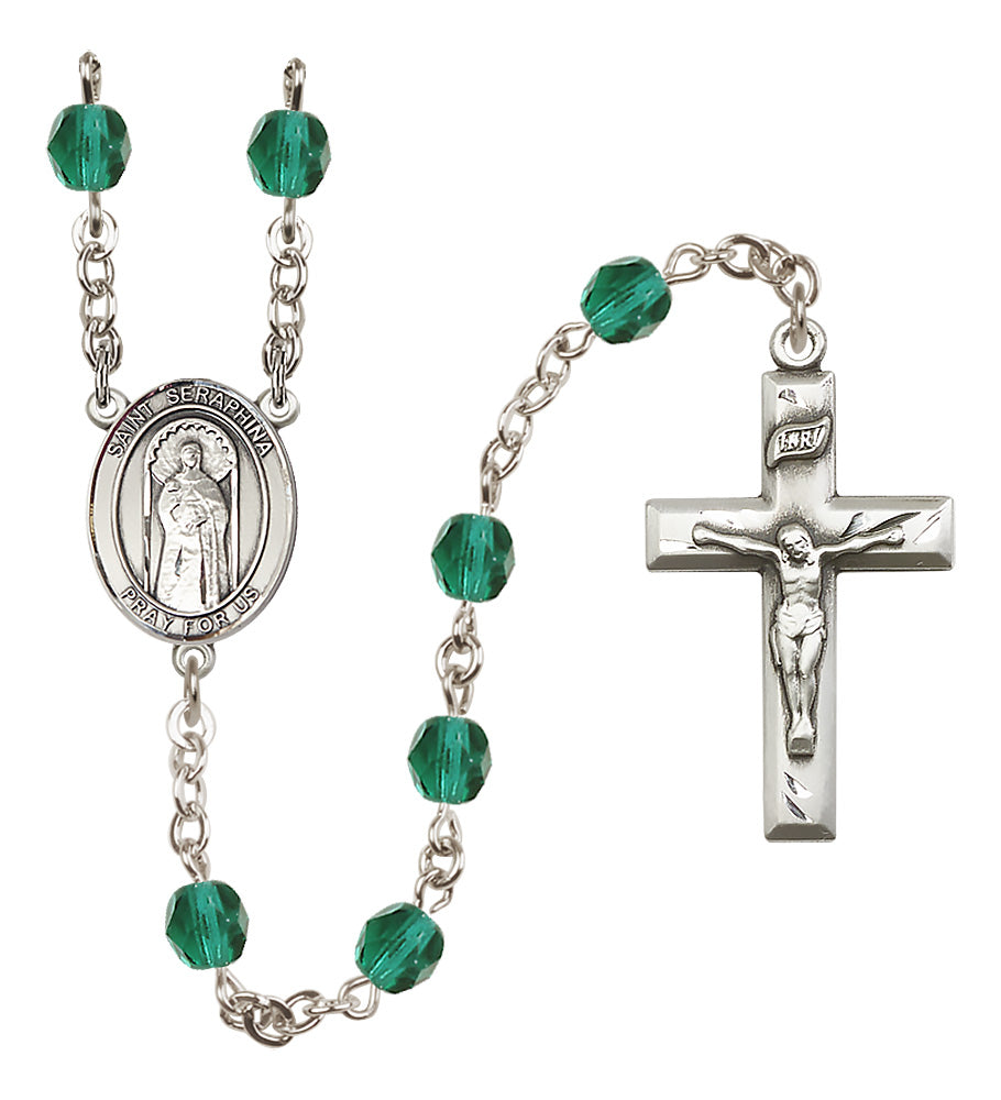 St. Seraphina Rosary - 6mm Zircon Fire Polished beads - 8405