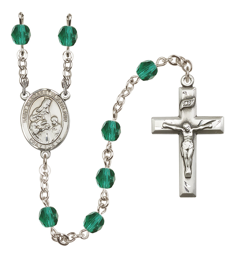 St. Margaret of Scotland Rosary - 6mm Zircon Fire Polished beads - 8407