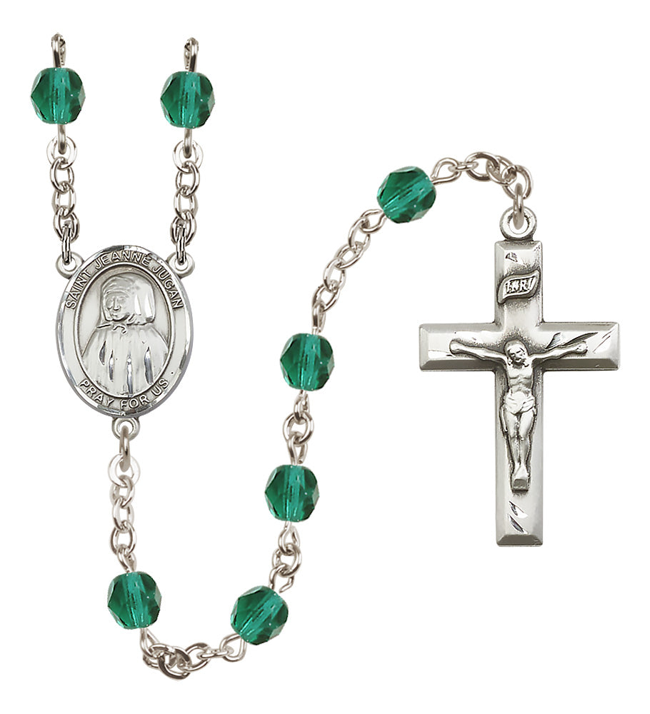 St. Jeanne Jugan Rosary - 6mm Zircon Fire Polished beads - 8409