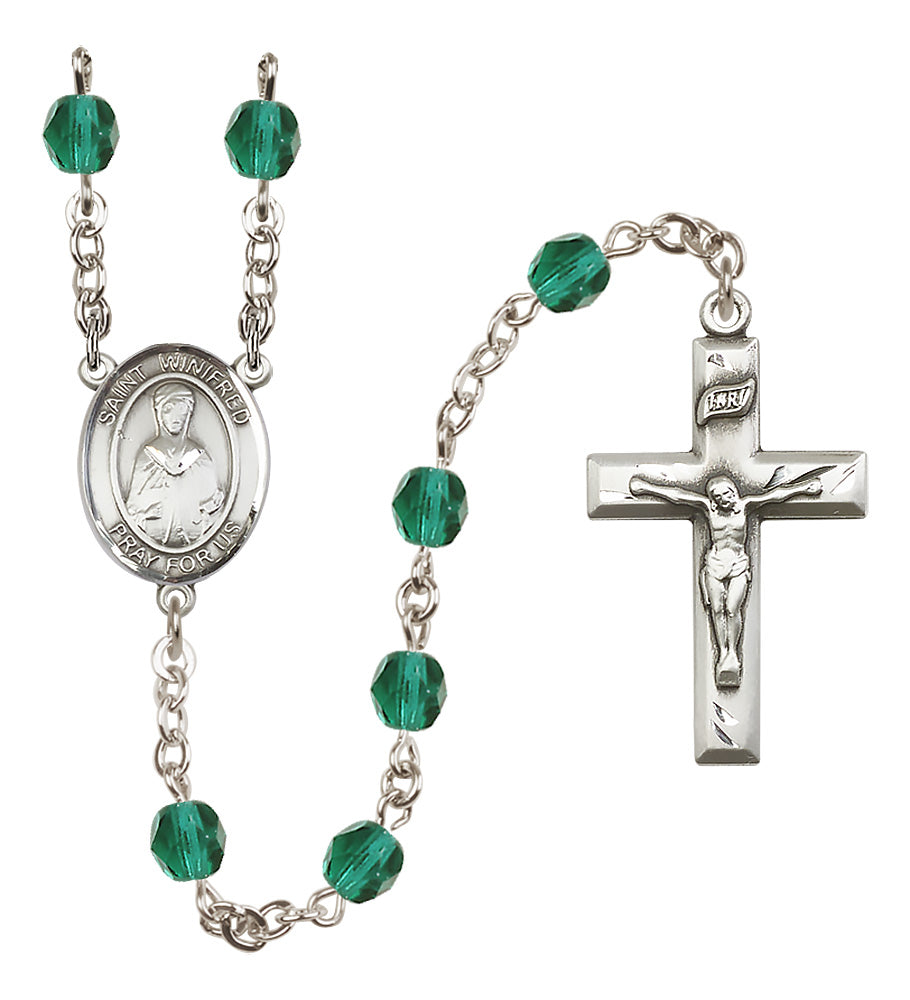 St. Winifred of Wales Rosary - 6mm Zircon Fire Polished beads - 8419
