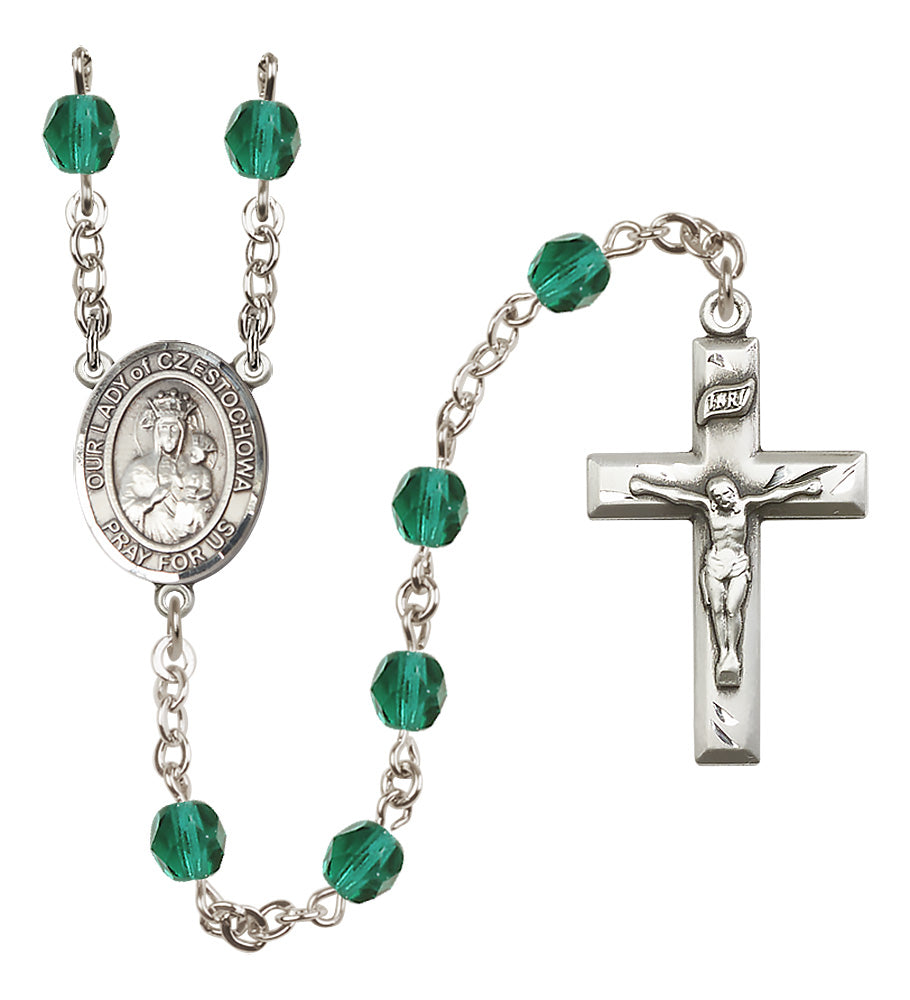 O/L of Czestochowa Rosary - 6mm Zircon Fire Polished beads - 8421