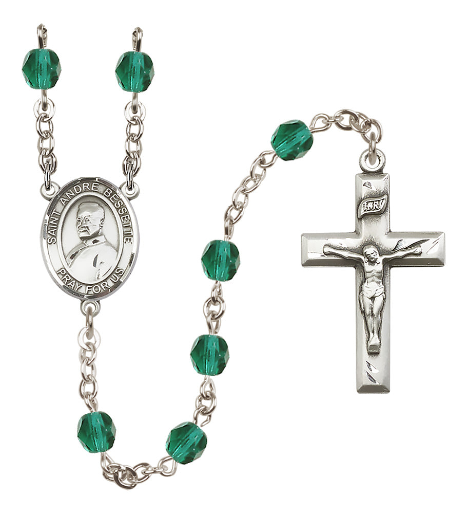 St. Andre Bessette Rosary - 6mm Zircon Fire Polished beads - 8424