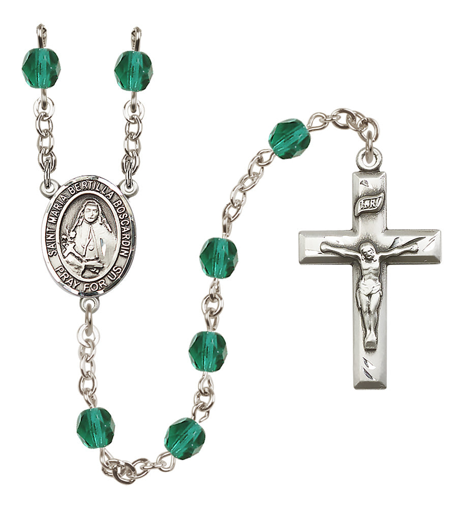 St. Maria Bertilla Boscardin Rosary - 6mm Zircon Fire Polished beads - 8428