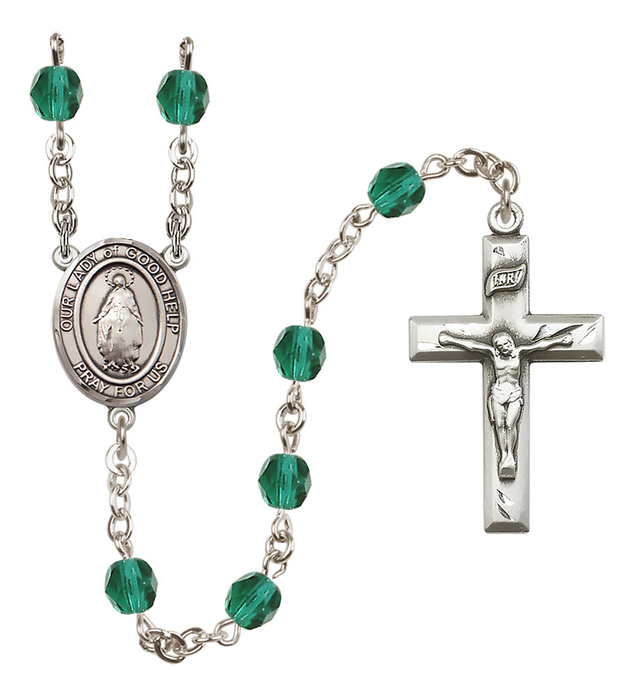 O/L of Good Help Rosary - 6mm Zircon Fire Polished beads - 8431