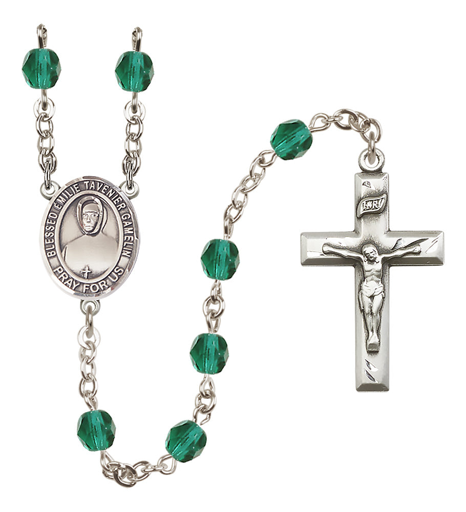 Blessed Emilie Tavernier Gamelin Rosary - 6mm Zircon Fire Polished beads - 8437
