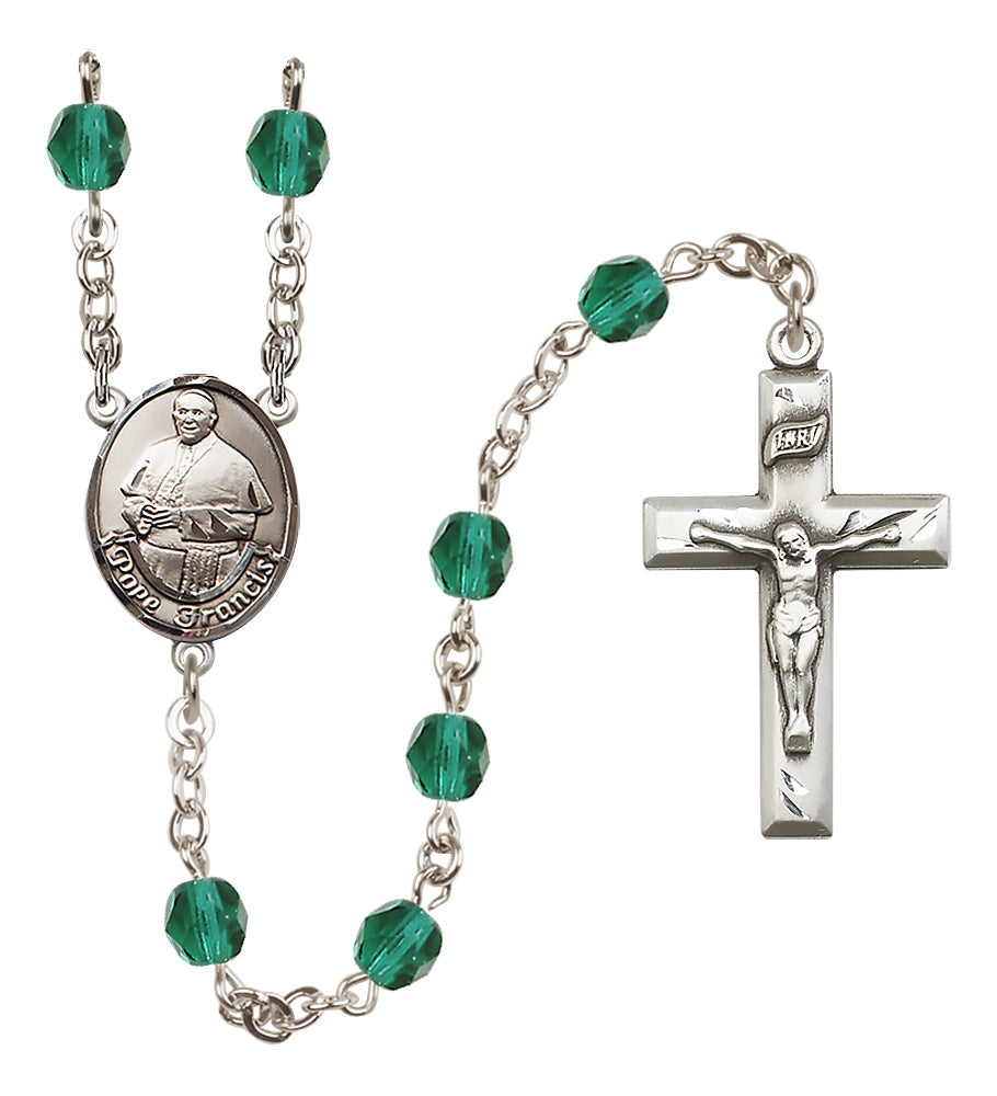 Pope Francis Rosary - 6mm Zircon Fire Polished beads - 8451