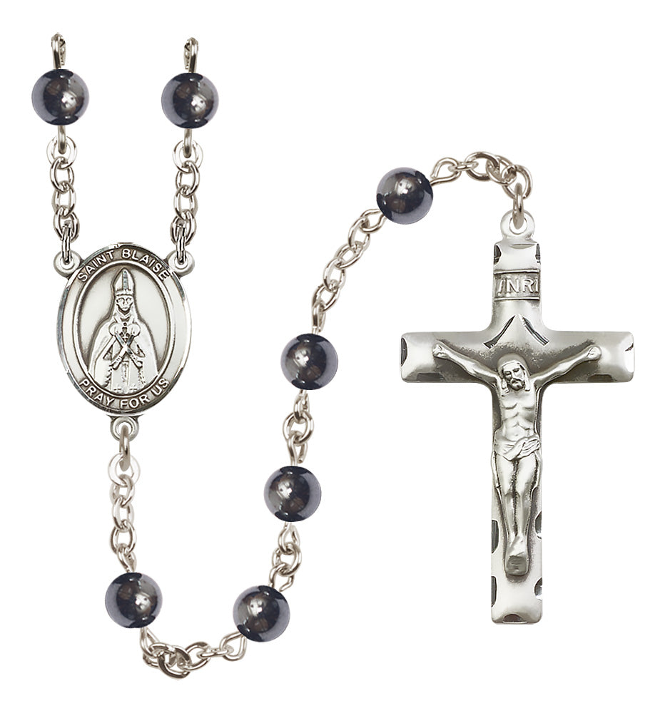 St. Blaise Rosary - 6mm Hematite beads - 8010