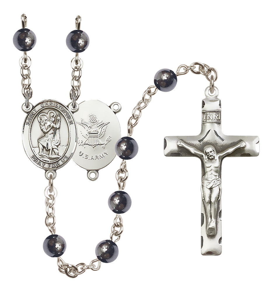 Army Rosary - 6mm Hematite beads - 8022S2