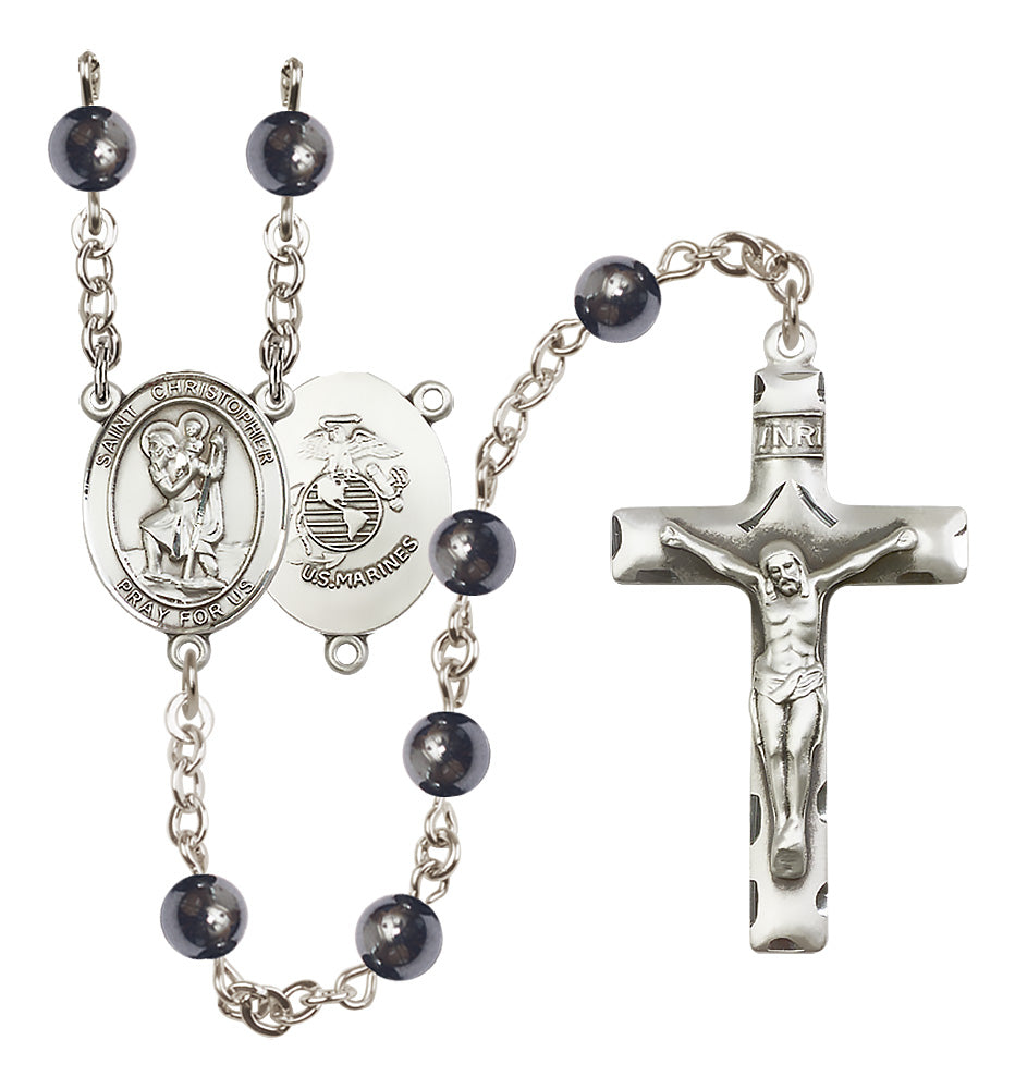 Marines Rosary - 6mm Hematite beads - 8022S4