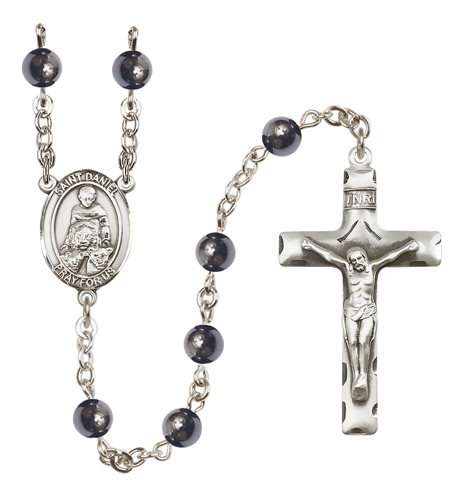 St. Daniel Rosary - 6mm Hematite beads - 8024