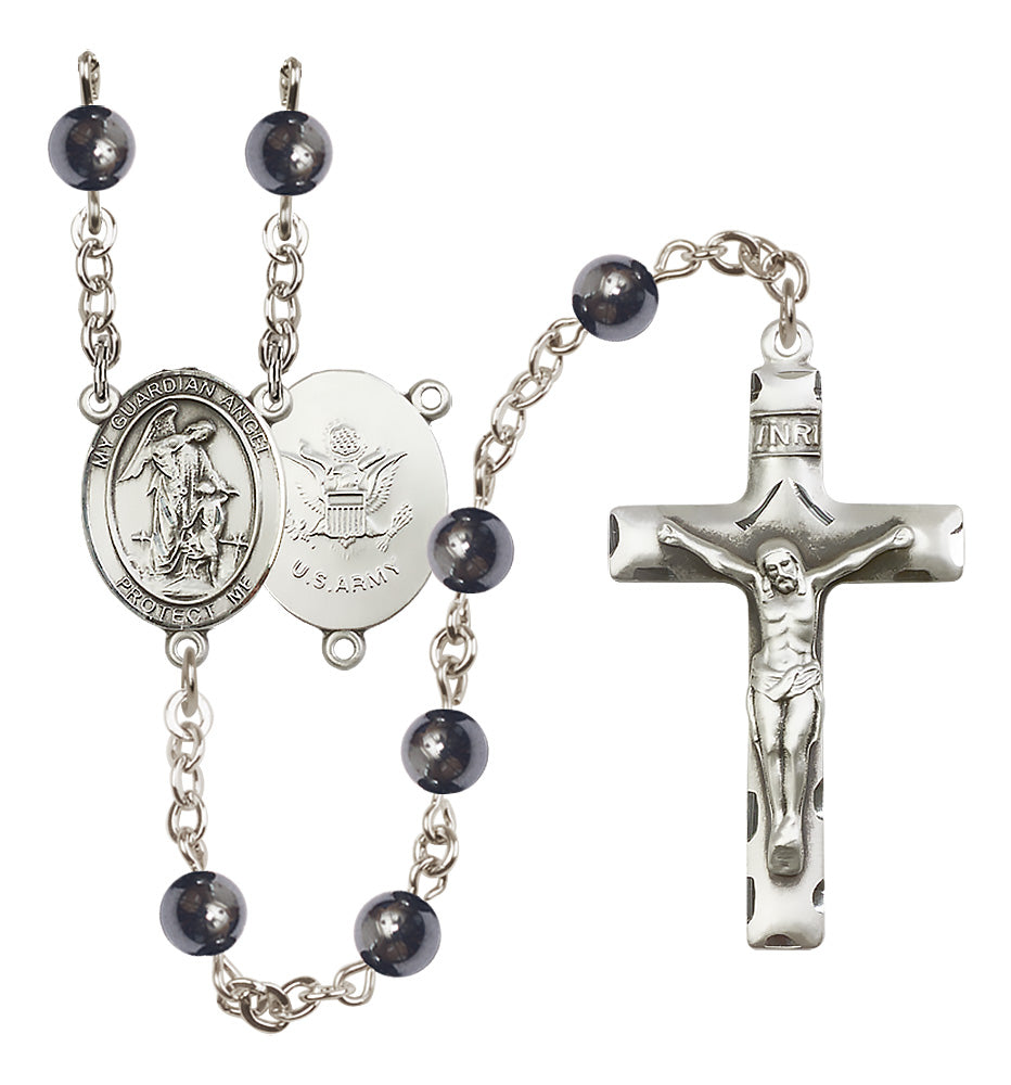 Army Rosary - 6mm Hematite beads - 8118S2