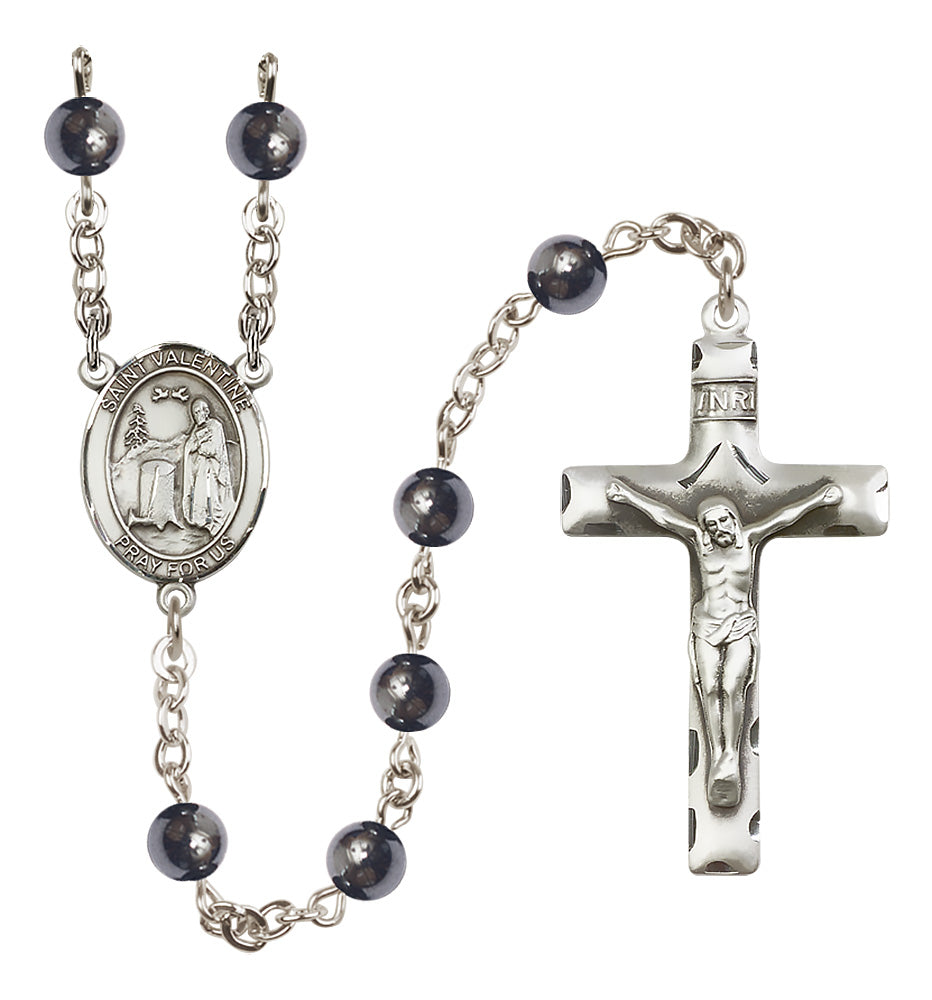 St. Valentine of Rome Rosary - 6mm Hematite beads - 8121