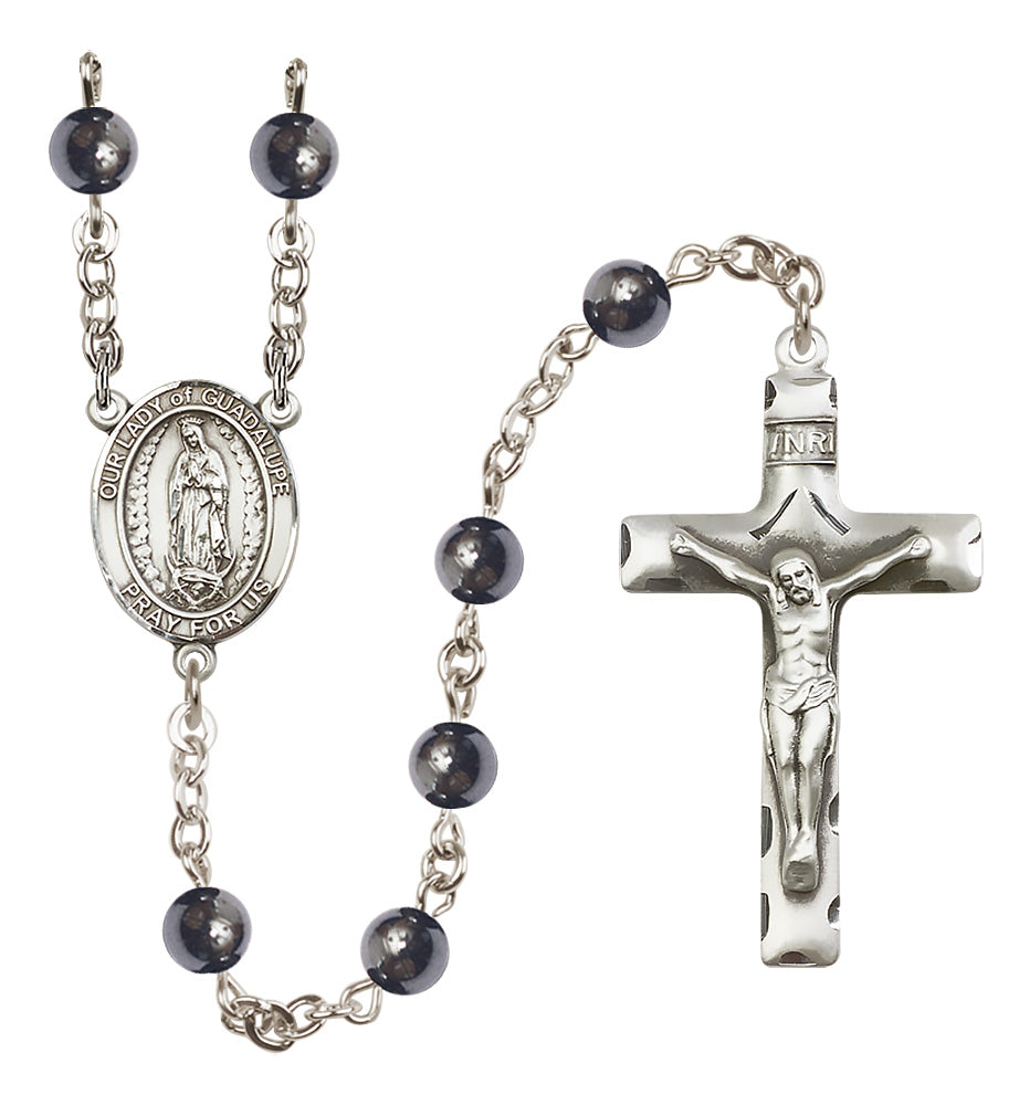 O/L of Guadalupe Rosary - 6mm Hematite beads - 8206