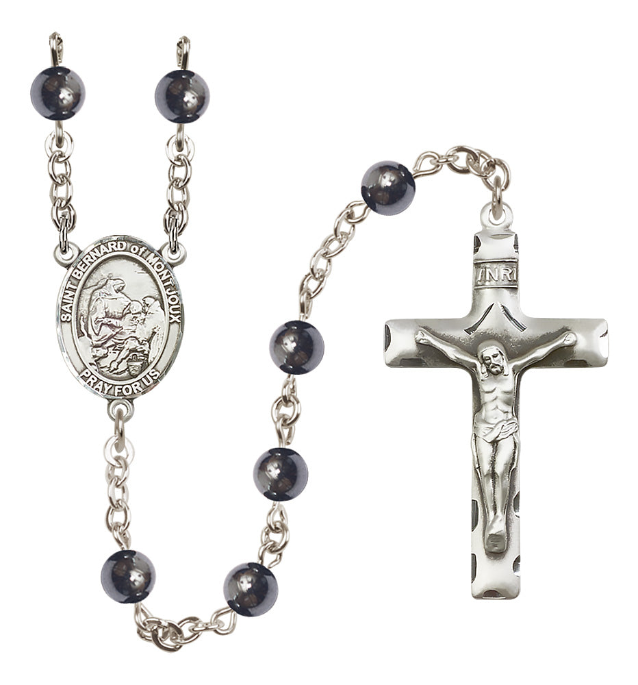 St. Bernard of Montjoux Rosary - 6mm Hematite beads - 8264