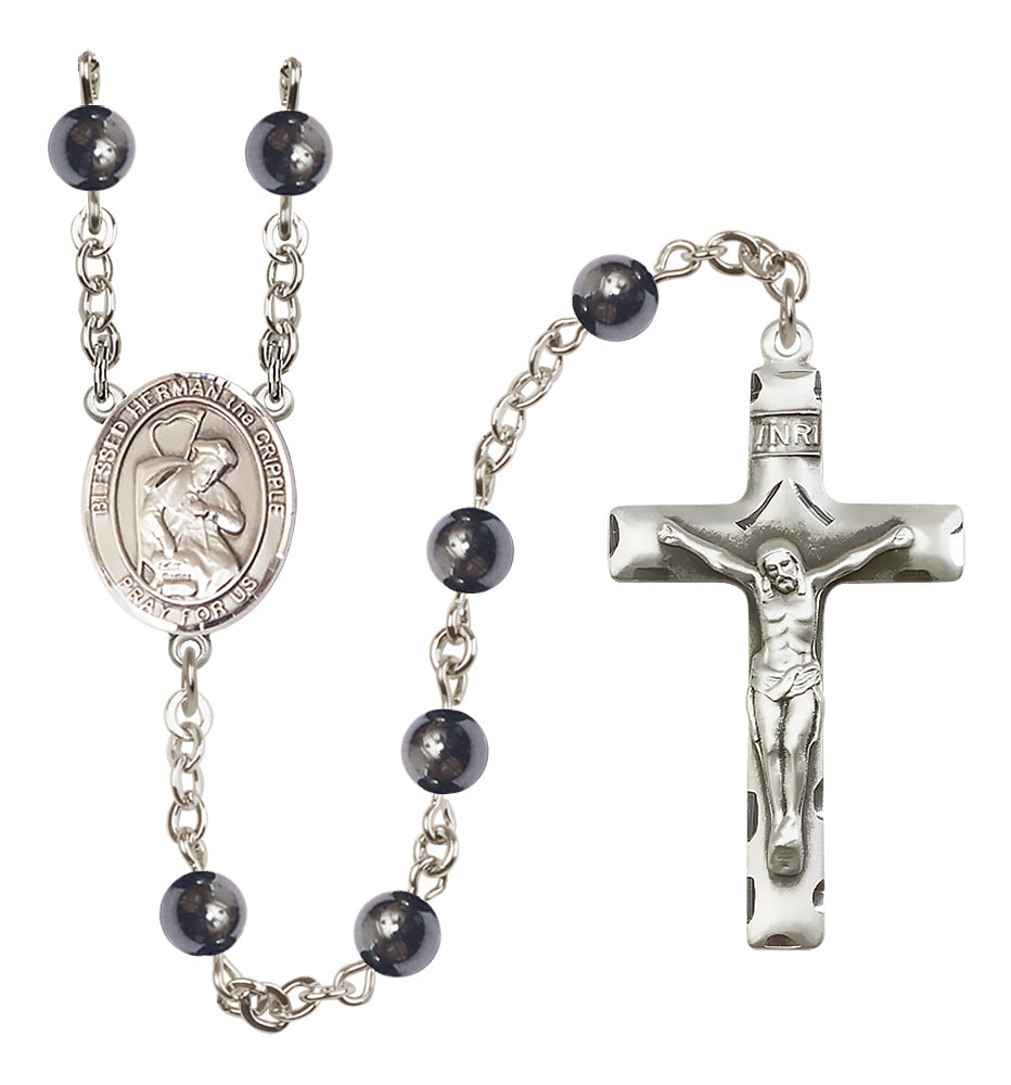 Blessed Herman the Cripple Rosary - 6mm Hematite beads - 8403