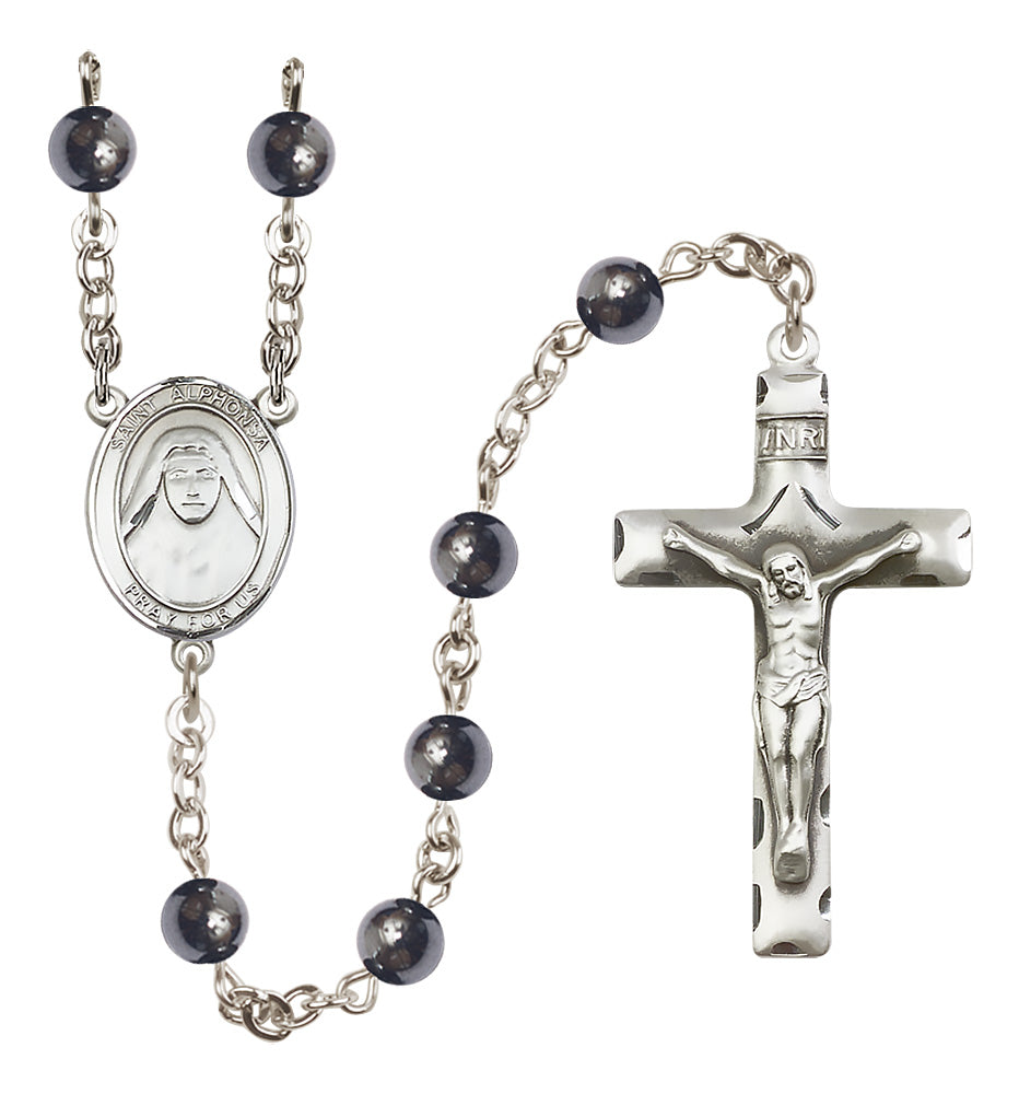 St. Alphonsa of India Rosary - 6mm Hematite beads - 8406