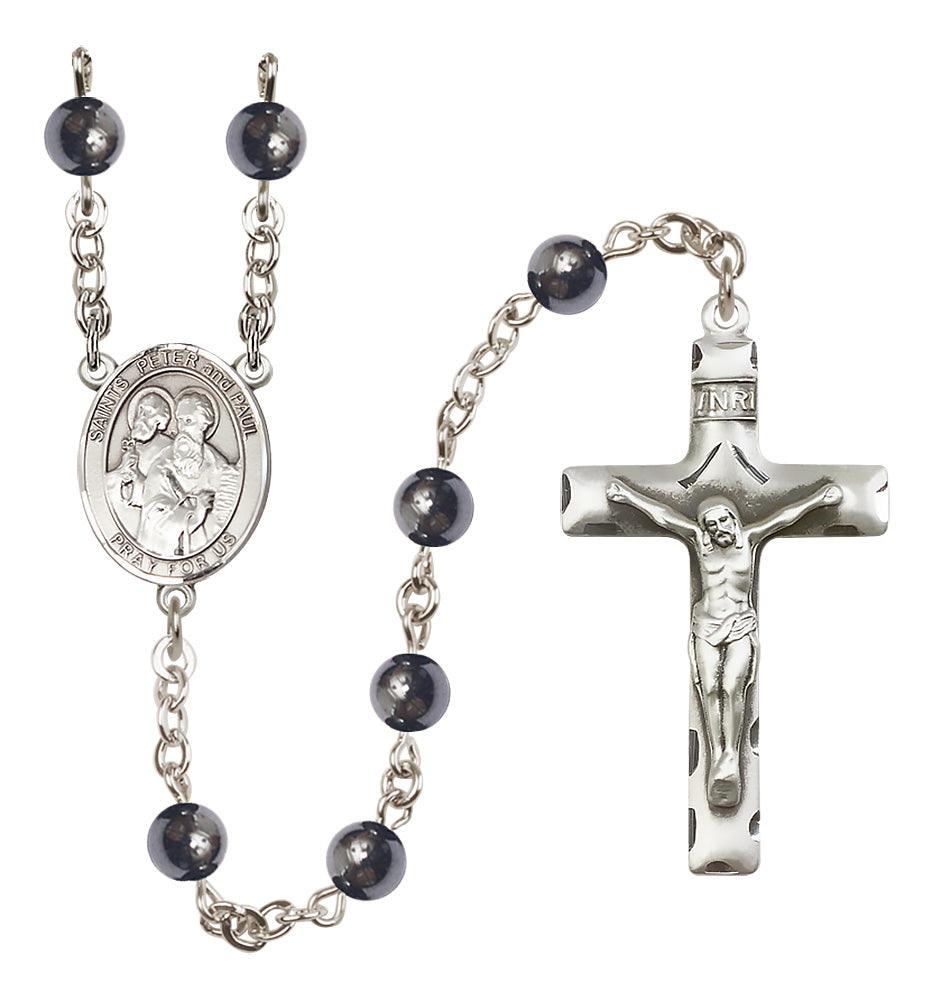 Sts. Peter & Paul Rosary - 6mm Hematite beads - 8410