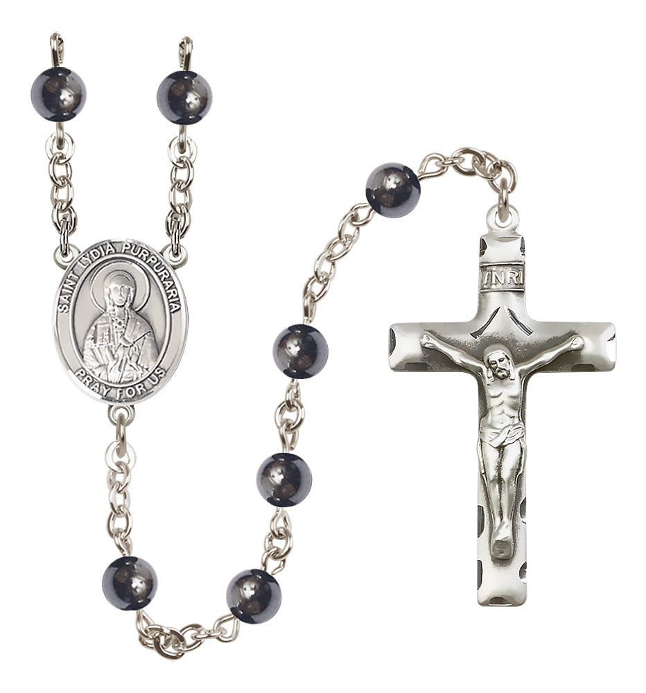 St. Lydia Purpuraria Rosary - 6mm Hematite beads - 8411