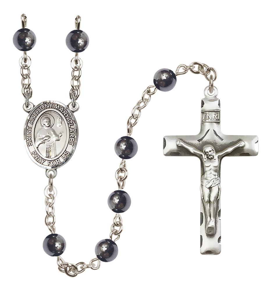 St. Anthony Mary Claret Rosary - 6mm Hematite beads - 8416