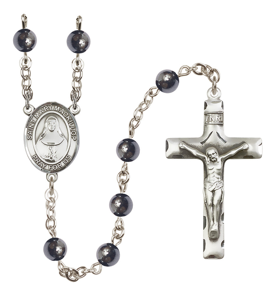 St. Mary Mackillop Rosary - 6mm Hematite beads - 8425