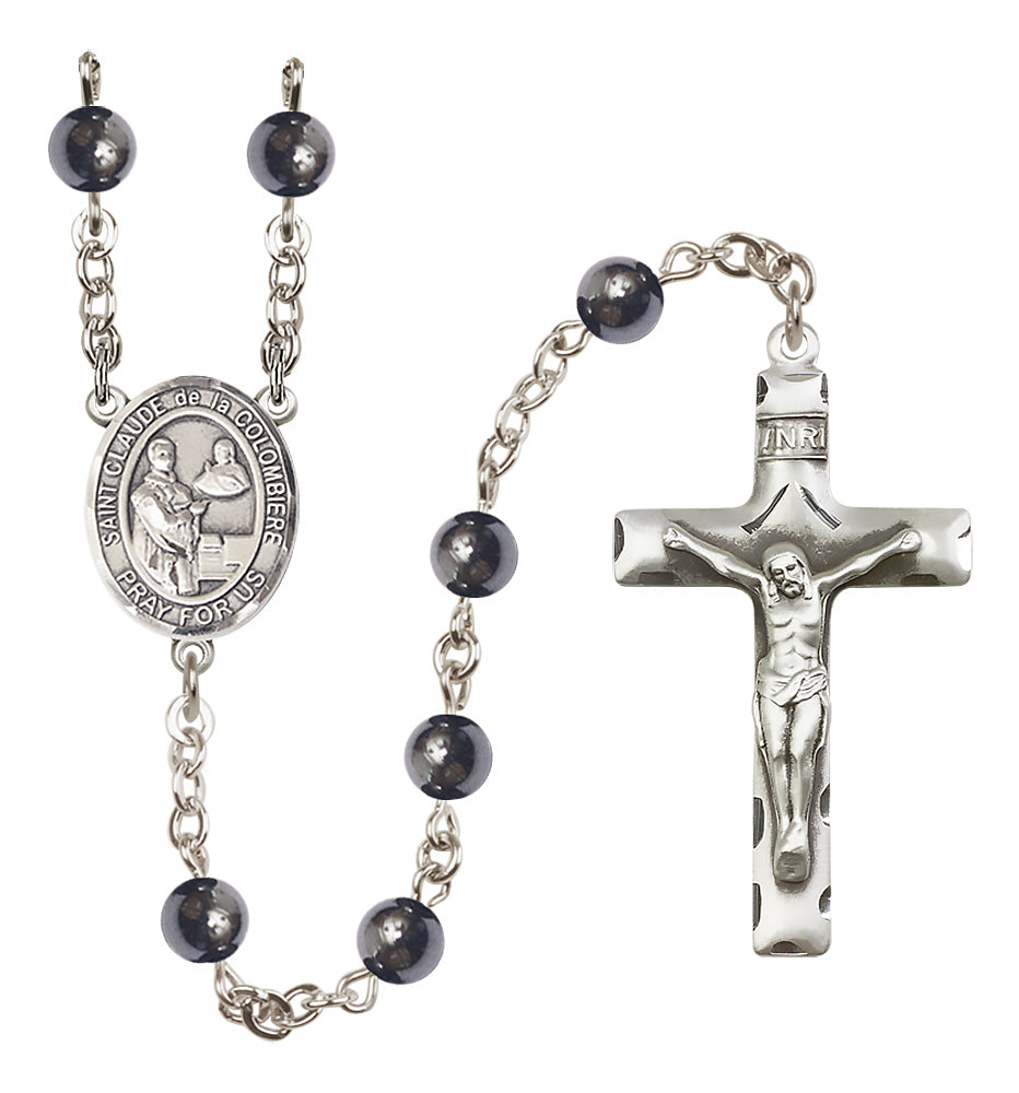 St. Claude de la Colombiere Rosary - 6mm Hematite beads - 8432