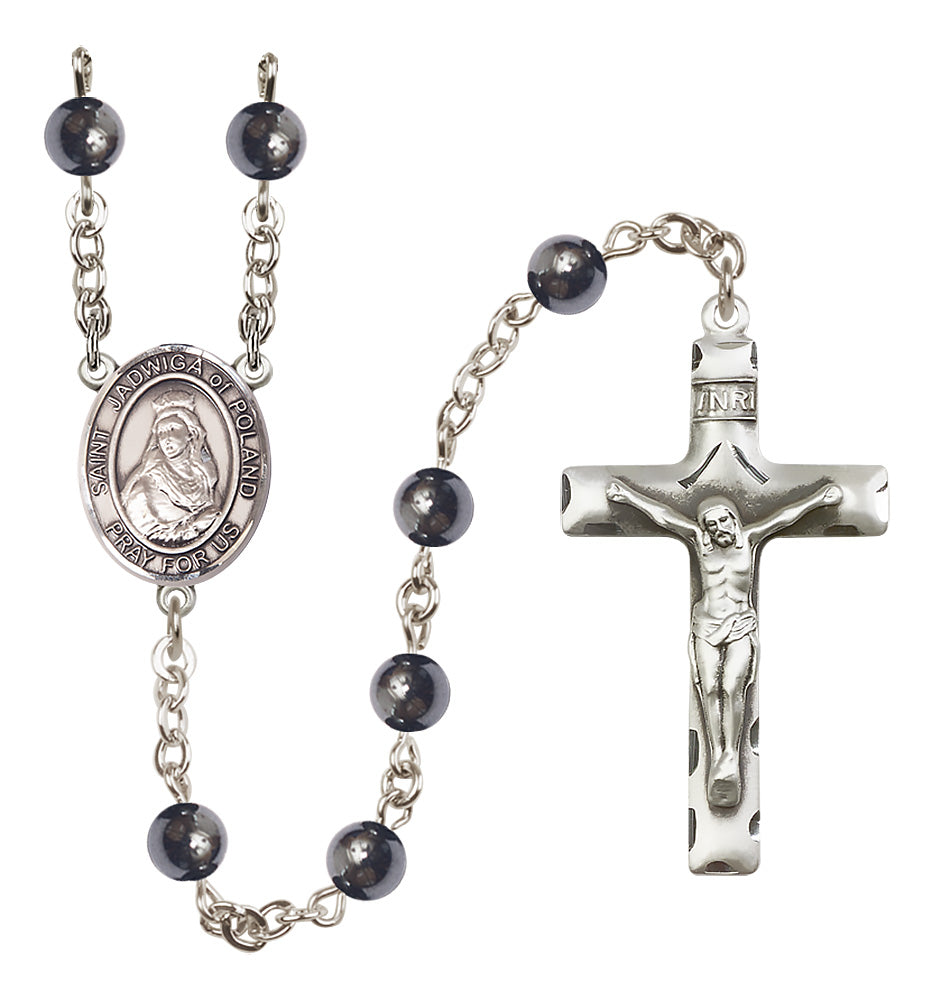 St. Jadwiga of Poland Rosary - 6mm Hematite beads - 8434