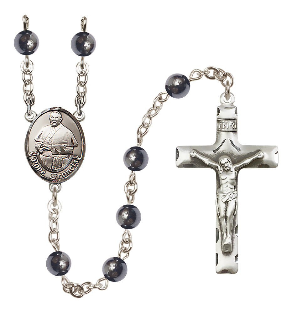 Pope Francis Rosary - 6mm Hematite beads - 8451