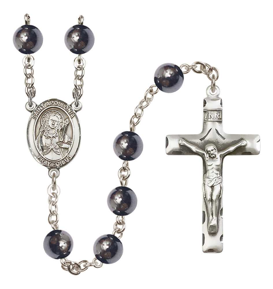 St. Apollonia Rosary - 8mm Hematite beads - 8005