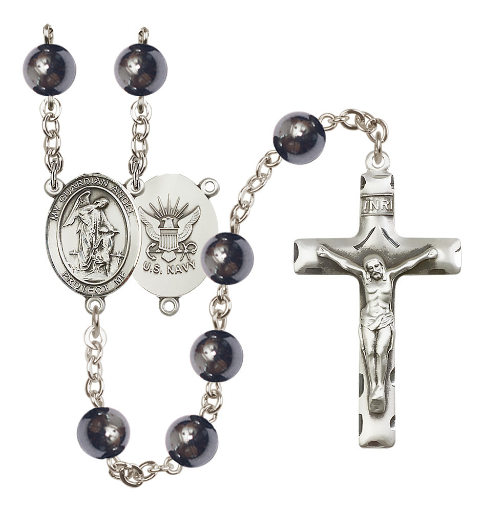 Navy Rosary - 8mm Hematite beads - 8118S6
