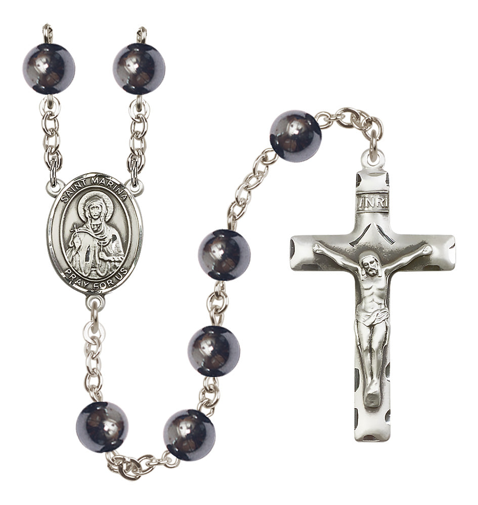 St. Marina Rosary - 8mm Hematite beads - 8379