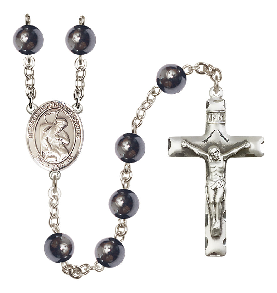Blessed Herman the Cripple Rosary - 8mm Hematite beads - 8403