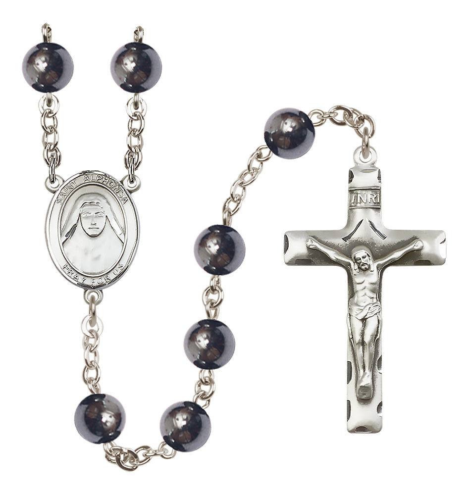 St. Alphonsa of India Rosary - 8mm Hematite beads - 8406