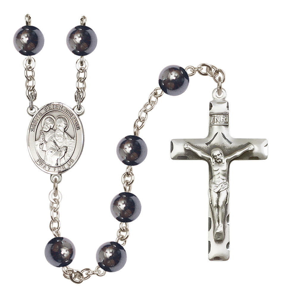 Sts. Peter & Paul Rosary - 8mm Hematite beads - 8410