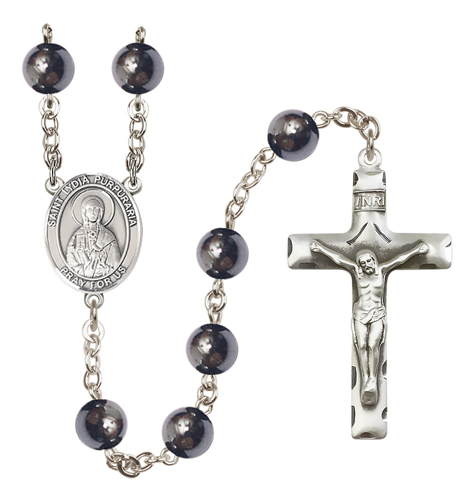 St. Lydia Purpuraria Rosary - 8mm Hematite beads - 8411