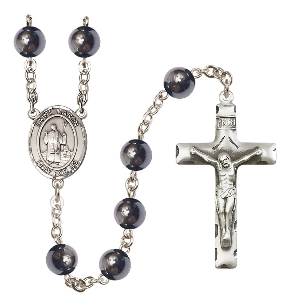 St. Maron Rosary - 8mm Hematite beads - 8417