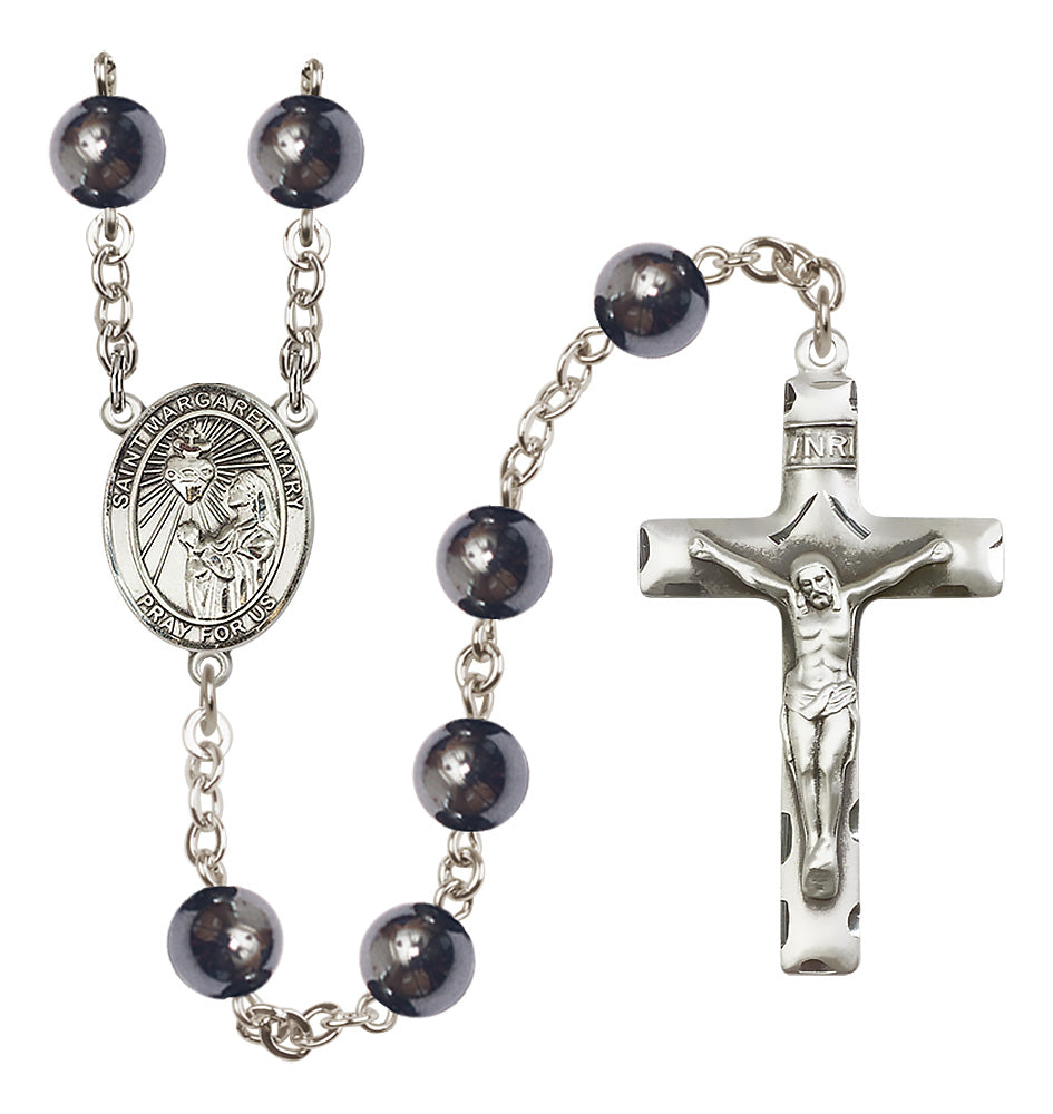 St. Margaret Mary Alacoque Rosary - 8mm Hematite beads - 8420