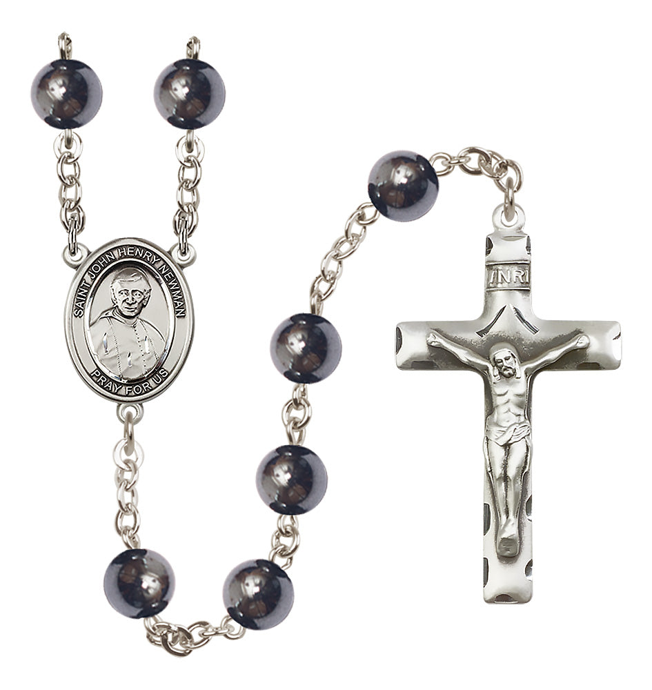 Blessed John Henry Newman Rosary - 8mm Hematite beads - 8423