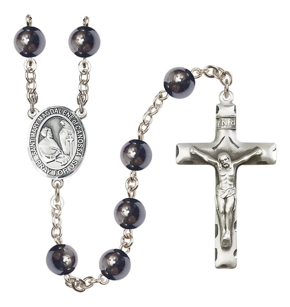 St. Mary Magdalene of Canossa Rosary - 8mm Hematite beads - 8429