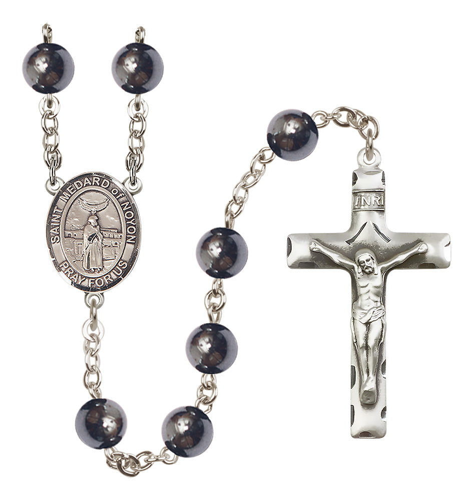 St. Medard of Noyon Rosary - 8mm Hematite beads - 8444