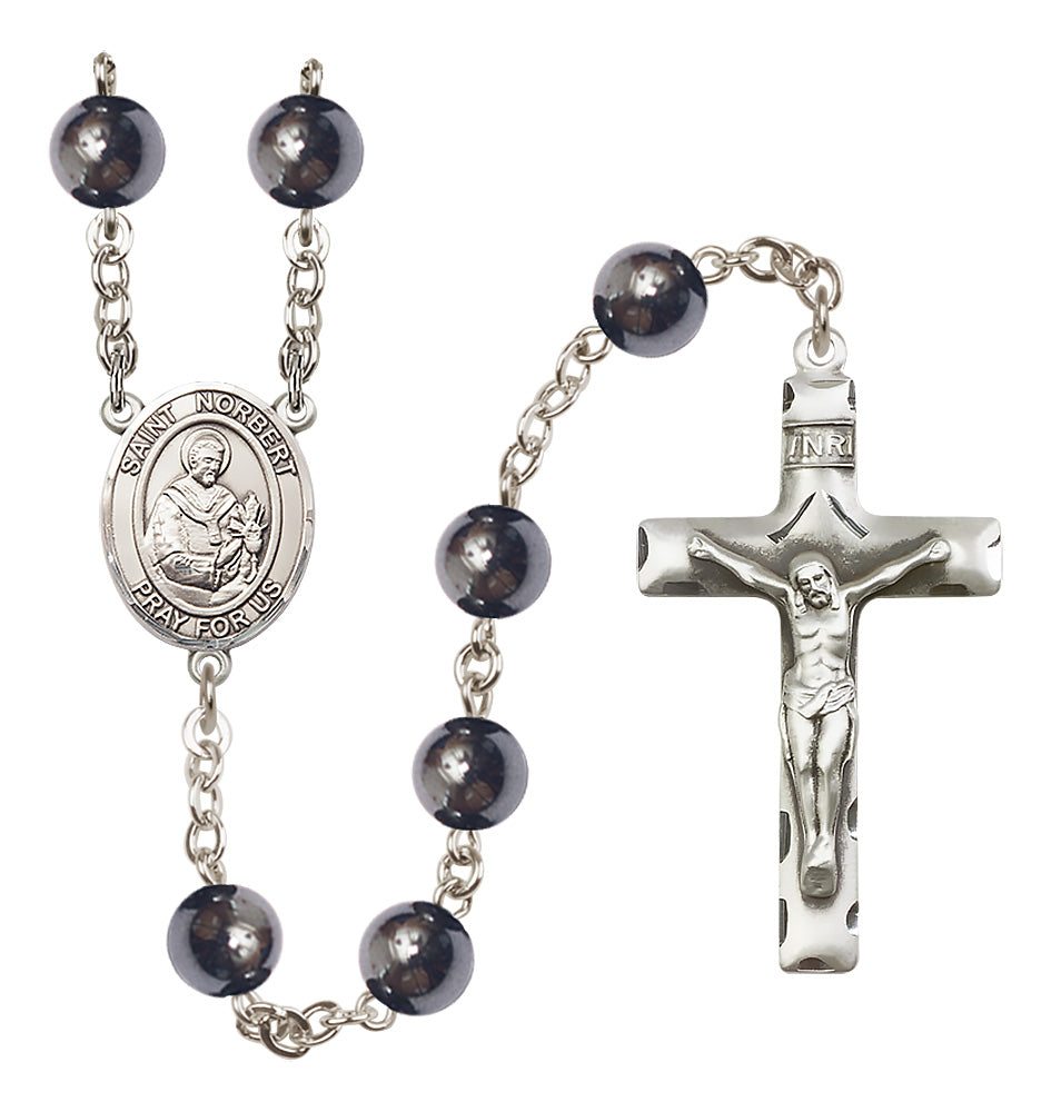St. Norbert of Xanten Rosary - 8mm Hematite beads - 8447