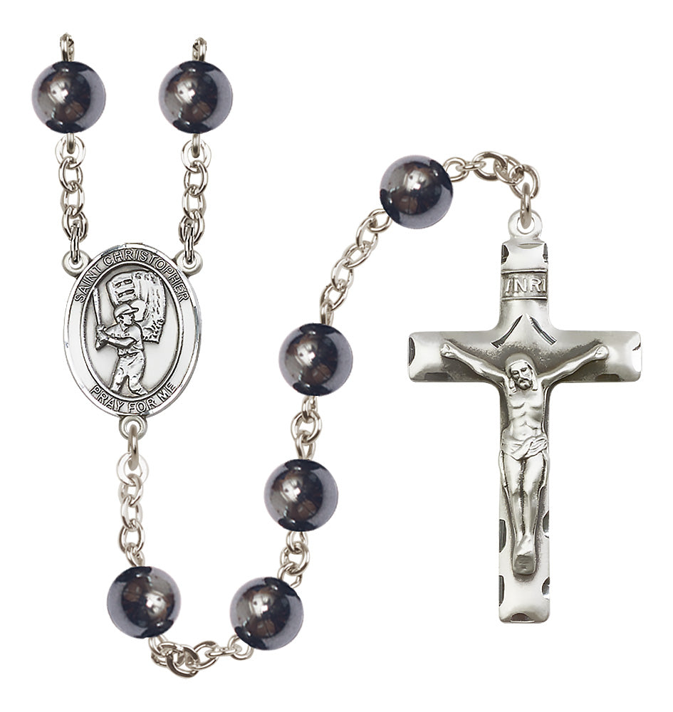 Baseball Rosary - 8mm Hematite beads - 8500