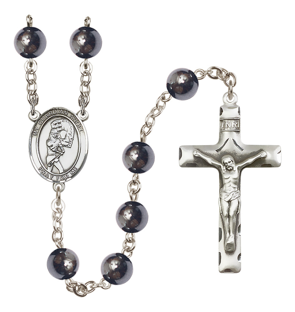 Softball Rosary - 8mm Hematite beads - 8707
